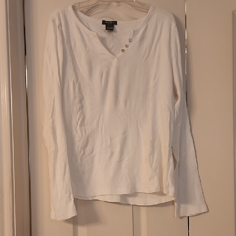 Eddie Bauer Cream Long Sleeve Top